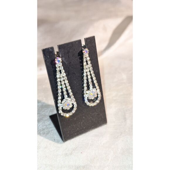 Women's Pierced Earrings Dangle Drop Rhinestone Elegant Eveningwear Cocktail - Picture 9 of 9